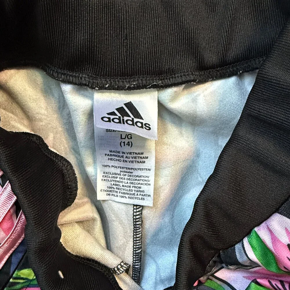 Adidas bright floral joggers girls size 14 sporty athletic activewear barbiecore